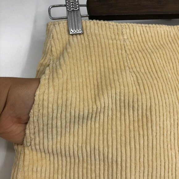 BP Nordstrom yellow corduroy mini skirt w/ pockets and front slit high waist XS - Picture 2 of 12